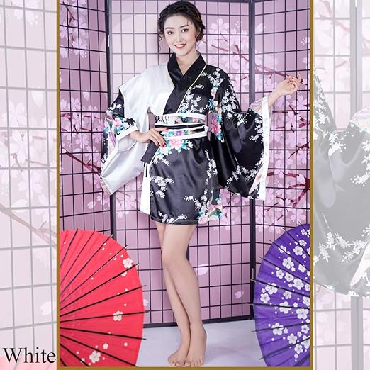 Amazon.co.jp: [LoveRich] サテン和柄花魁ミニ着物ドレス1071 和柄